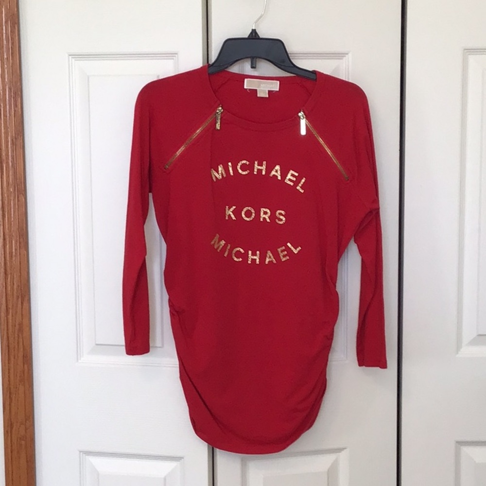 Michael Kors Red Top with Gold Accents